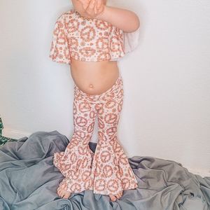 Toddler crop top and belle bottom set